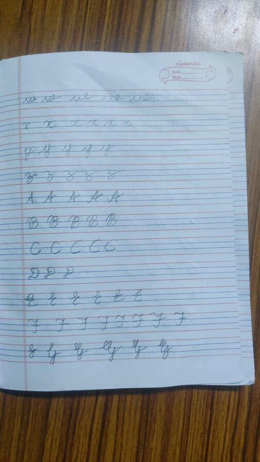 English Cursive Practice Work