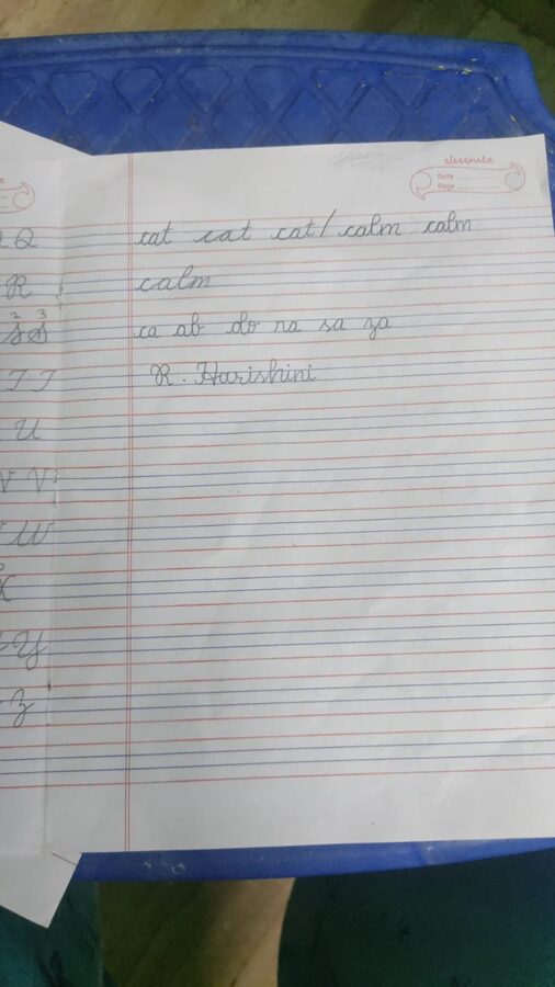 Student Cursive Writing Sheet